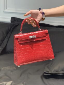 CHENZHIXIAN Original handmade bag with cowhide and crocodile pattern 25cm