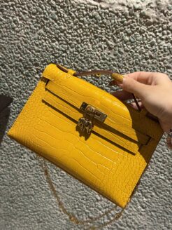 CHENZHIXIAN Original handmade bag with cowhide and crocodile pattern 22cm