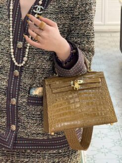 CHENZHIXIAN Original handcrafted bag with cowhide and lizard pattern 25cm