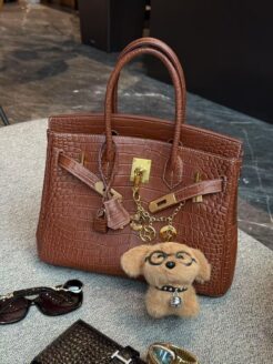 CHENZHIXIAN Original handmade bag with cowhide and crocodile pattern 30cm