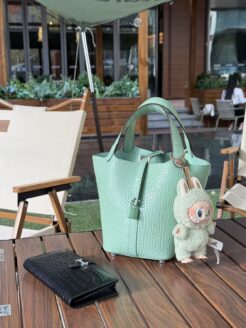 CHENZHIXIAN Original handmade bag with cowhide and crocodile pattern 18cm