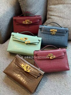CHENZHIXIAN Original handmade bag with cowhide and crocodile pattern 22cm