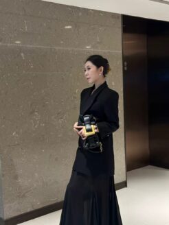 Cotton candy pleated handbag (cowhide)